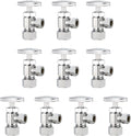 10 Pack slow turn Brass Angle Valve, Anti-Corrosion, Lead-Free, 5 Year Warranty, Easy Installation Angle Stop Valve for Plumbing, 1/2” Nominal x 3/8” Compression