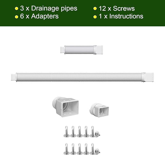 Rain Gutter Downspout Extensions, Downspout Extender for Rainwater Drainage Flexible, Down Spout Drain Extension Pipe and Extendable from 21 to 66 Inches (3 Pack, White)