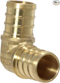 XFITTING Pex 5/8 Inch x 5/8 Inch Pex Elbow Brass Crimp Fitting, 25-6-1=10X, 10 Pieces