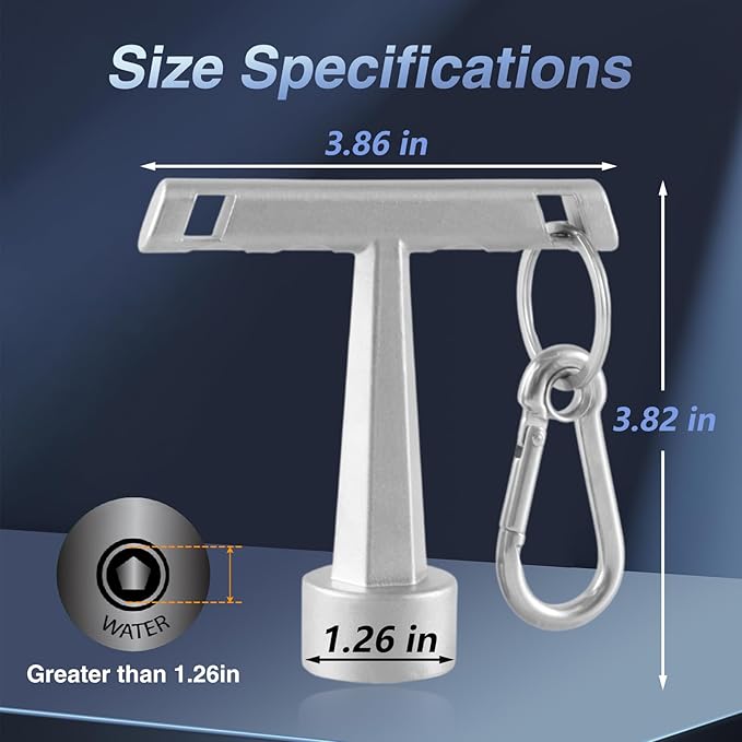 Upgraded Stainless 13/16" Penta Curb Box Key Wrench with Anti-Loss Keychain for Pentagon Curb Stop Boxes 5 Point Water Meter Key for Meter Pit Lids Water Valve Shut Off Tool