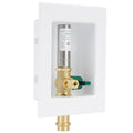 Ice Maker Outlet Box with Water Hammer Arrestor, 1/2-Inch Press x 1/4-Inch OD Compression with 1/4-Turn Ball Valve, Ice Maker Valve Wall Box with Faucet, Absorb Shock and Reduce Noise