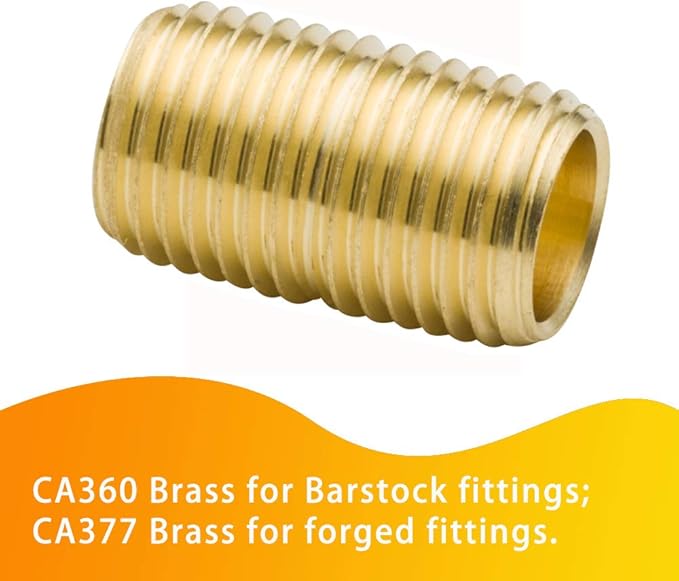 Legines Brass Pipe Fitting Close Nipple, 3/4" NPT Male x 3/4" NPT Male, 1.38" Length 1200psi (pack of 2)