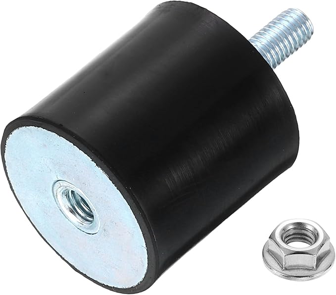 uxcell M8 Rubber Mounts, 1Pcs 40x40mm(DxH) Rubber Cylindrical Anti Vibration Isolator Shock Absorber with Lock Nut for Car Bobbin Generator Air Compressors