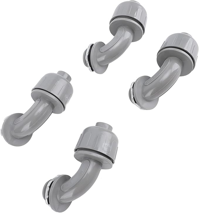20PCS Liquid Tight Connector 1/2 Inch NPT, 90 Degree Electrical Conduit Fitting, Nylon 6 PVC Conduit Connector for HVAC, Motors, and, Rugged and Easy to Install