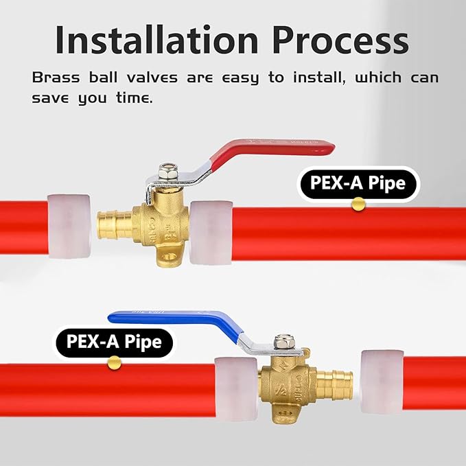 6-Pack Foskan Brass PEX-A Expansion Drop Ear Full Port Ball Valve, 1/2" Shut-off Valve for Hot and Cold Water Distribution(Blue and Red)