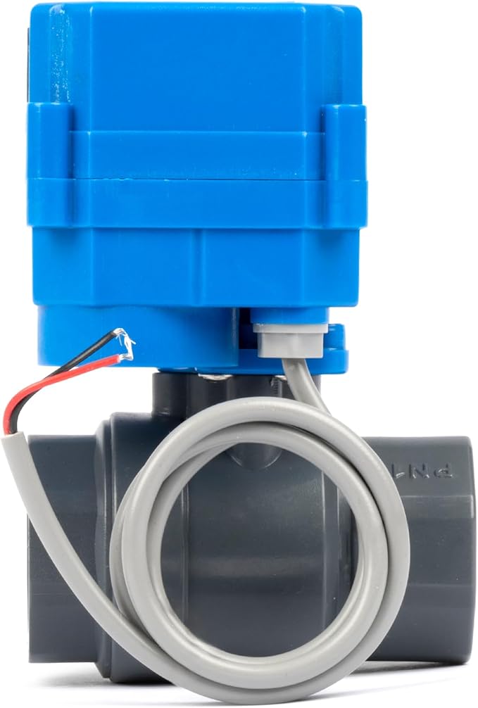 U.S. Solid 3/4 inch UPVC Motorized Ball Valve - AC 85V-265V Plastic Electrical Ball Valve with Full Port, 2 Wire Auto Return, Normally Closed