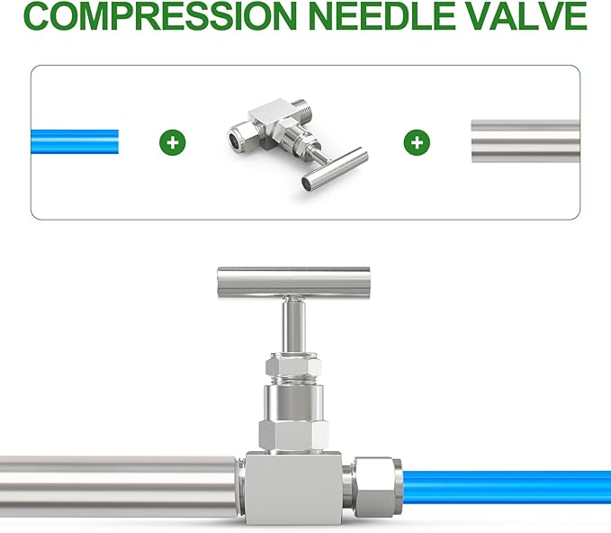 TAISHER 1PCS 304 Stainless Steel High Pressure Straight Needle Valve 3/8" NPT Male x 3/8" Tube OD For Flow Control Water Gas Oil