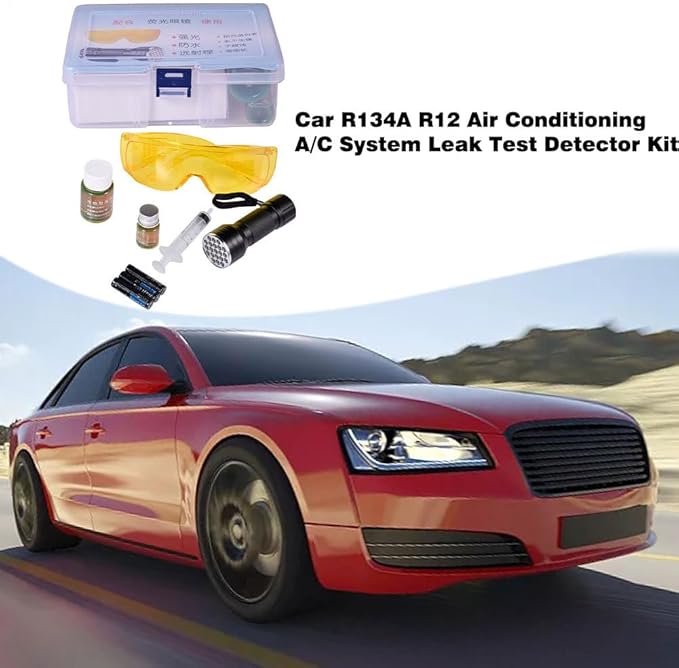 Uv Dye Refrigerant Car Ac Leak Detection Kit With Flashlight And Fluorescent Protective Glasses, Automotive Fluid Leak Detection Kit, Ac Refrigerant Uv Dye Leaks Detector Tool, Car Accessories