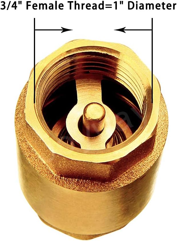 Joywayus Brass Check Valve 3/4" NPT Female Thread One Way Backflow Preventer Check Valves (Pack of 2)