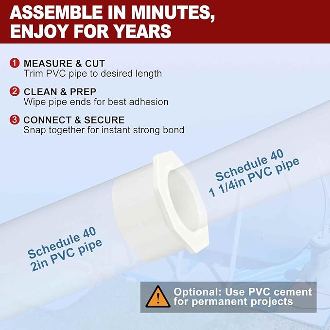 25Pcs 2" x 1 1/4" PVC Reducer Bushing Fitting, SCH40 (Spigot x Socket) Furniture Grade PVC Pipe Fitting, Reducer Bush Adapter for Home Sewer Plumbing, Industrial, Pipe Connection