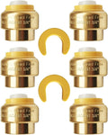 HQMPC 3/4" Push Fit PEX End Cap, Push-to-Connect Brass Plumbing Fittings No Lead Brass Plumbing Fittings with Disconnect Clip for Copper, CPVC 6Pcs