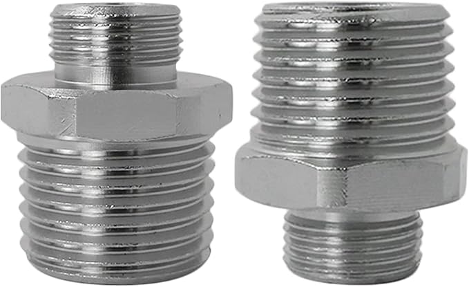 Xspeedonline Brass Pipe Reducer Fitting, 3/8" to 1/2" Male Compression Adapter with Leak-Proof Washer Compatible for Plumbing, 2-Pack