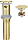 BWE Bathroom One-Piece Pop Up Drain Assembly with Strainer Sink Drain Stopper with Overflow for Bathroom Vessel Vanity Faucet Sink Brushed Gold