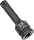 1/2-Inch Drive x M14(14mm） Impact XZN Triple Square Spline Bit Socket, Metric Lengthen Screwdriver Socket Adapter, 3-Inch Length, CR-MO Steel, One-Piece Construction, Black