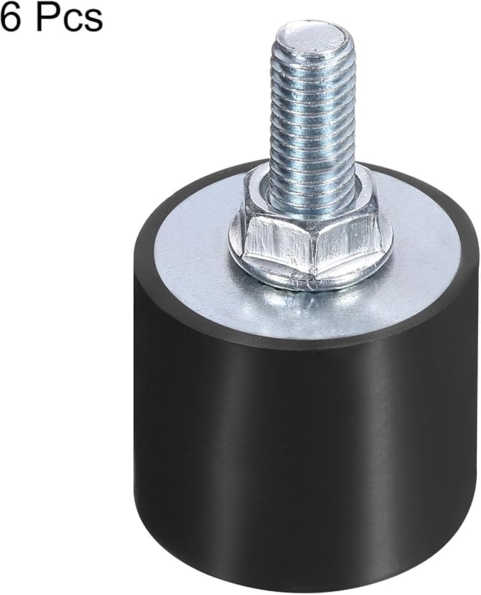 uxcell 6pcs M8x23mm Rubber Isolator Mounts with Studs 30x25mm Male Female Vibration Shock Absorber Zinc Plated Cylindrical Thread Mounts Anti Vibration Isolators with 6pcs M8 Lock Nuts