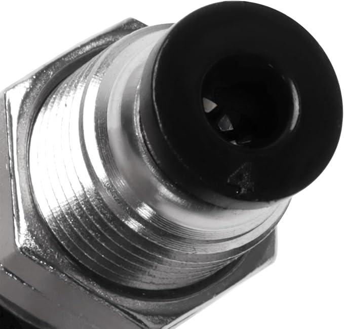 Bulkhead Union Push to Connect Tube Fitting 4mm Tube OD Double Threaded (10 Packs)