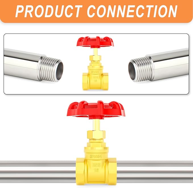 GASHER 1PCS Brass industrial Globe Valve, 1/2" NPT DN15 Female with Wheel Handle,Globe Valve Tool For Water, Oil, Gas