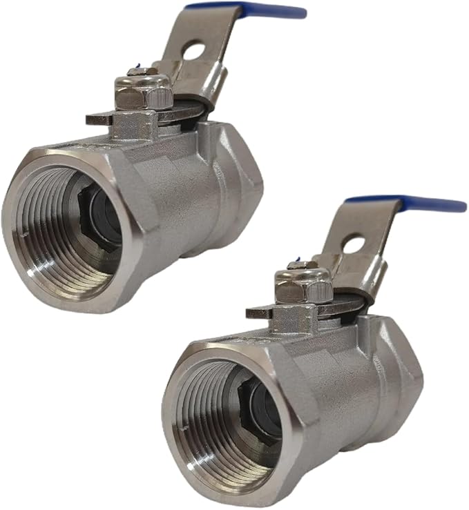 2Pcs 3/4'' Stainless Steel 304 Ball Valves, NPT Female Full Port Ball Valve Heavy Duty Shut Off Valve for Water, Oil, and Gas with Locking Device, NPT Female