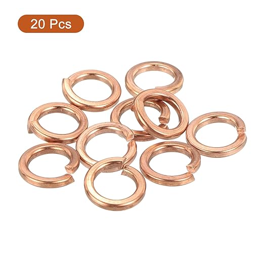 uxcell 20 Pcs Spring Lock Washer, M8 Split Lock Washer Assortment Copper Lock Washers for Screws Bolts Nuts