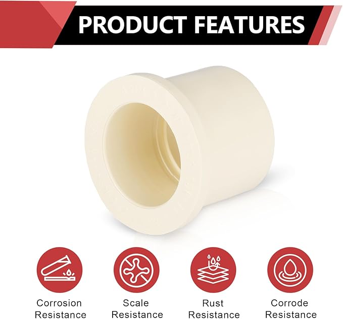 (30 Pack) EFIELD CPVC Reducing Bushing Fittings, 1" CTS Spigot x 3/4" CTS Slip (Socket),(CPVC044-10-30PCS)