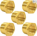 Joywayus Brass Reducer Hex Bushing Reducing Cast Pipe Fitting 3/4" NPT Male x 1/2" NPT Female Adapter(Pack of 5)