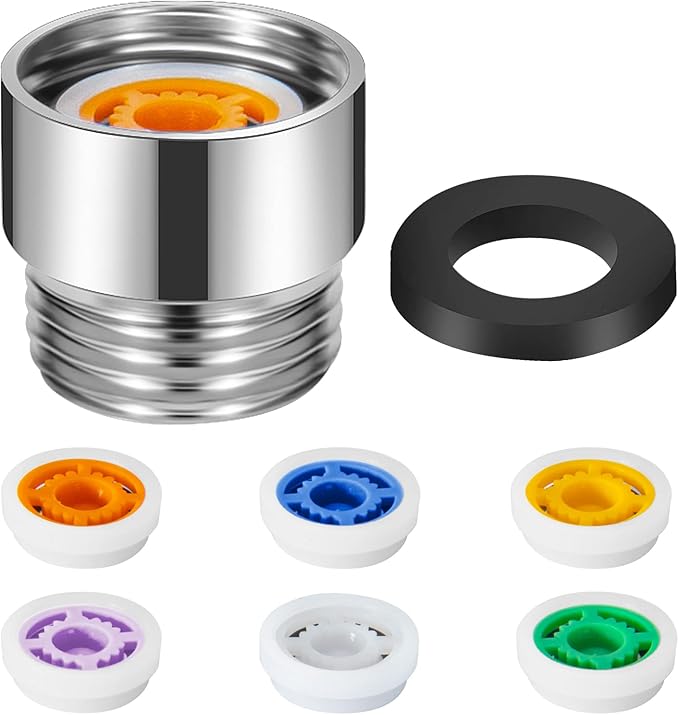 7 Shower Flow Reducer Limiter Set, Water Flow Saver Adapter: Flow Reducer Limiter- 1/2 Inch Flow Restrictor, Control Valve for Fixed Shower Head Handheld Shower 1.2/1.5/1.8/2/ 2.2/2.5 GPM