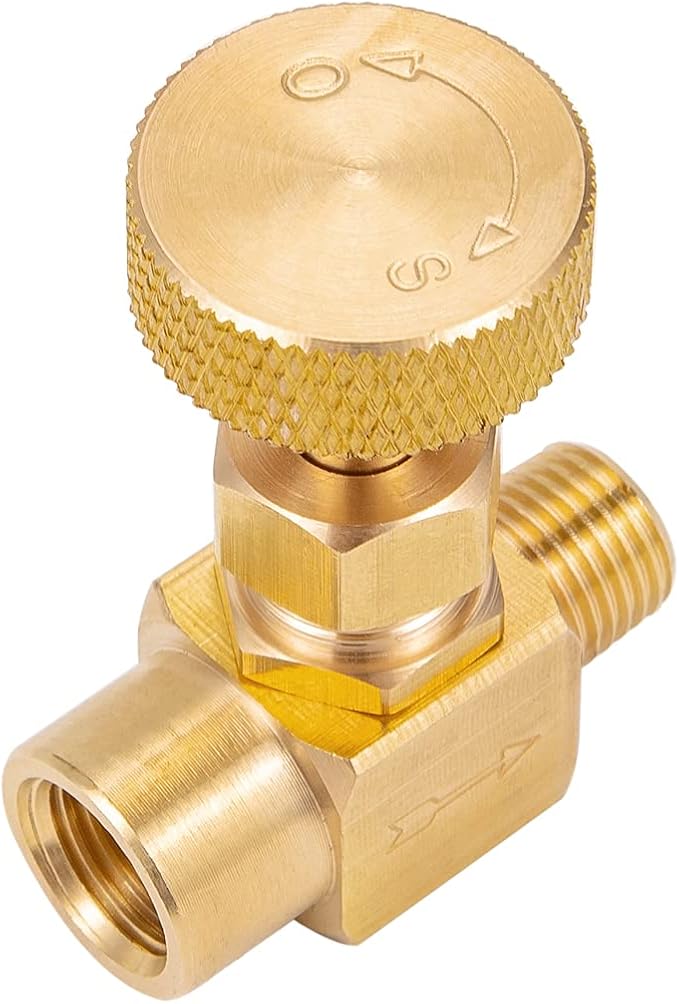 2 Piece Heavy Duty Brass Instrument Replacement Control Needle Valve 1/4" Npt Female X 1/4" Npt Male Connection