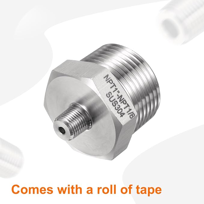 HARFINGTON 304 Stainless Steel Hex Nipple 1/8" NPT Male x 1" NPT Male Straight Thread Pipe Fitting Extension Pipe Fittings Connector Adapter for Water Oil Gas Tub