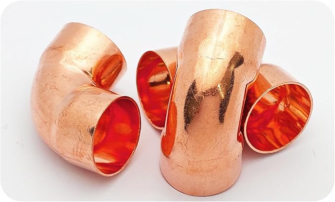 4Pcs 3/4 Inch ID 0.8mm Thick Pure Copper 90 Degree Elbow, Short Radius Pipe Fitting with Sweat Solder Connection for Plumbing HVAC Refrigeration System