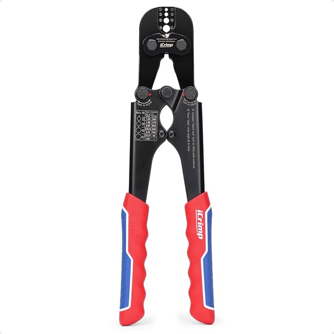 iCrimp Wire Rope Crimping Tool, Wire Cutter, for Aluminum Oval Sleeves,Stop Sleeves,Crimp Ferrules,Crimping Loop Sleeve from 3/64-inch to 1/8-inch