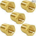 Joywayus Brass Reducing Hex Bushing 1/4" NPT Male to 1/8" NPT Female Pipe Fitting Reducer Adapter(Pack of 5)