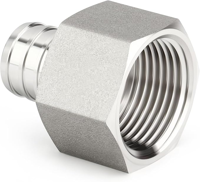 TAISHER 2PCS 304 Stainless Steel Pex Fittings,1/2" Pex x 1/2" NPT Female,1/2" Pex Fitting With 2PCS Hose Clamp For Pex Tubing Pipe