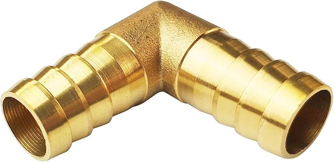 2PCs 5/8" Brass Hose Barb Fitting 90 Degree Elbow Barbed Splicer Mender Union Fitting with 4PCs Hose Clamp for Oil Water Air