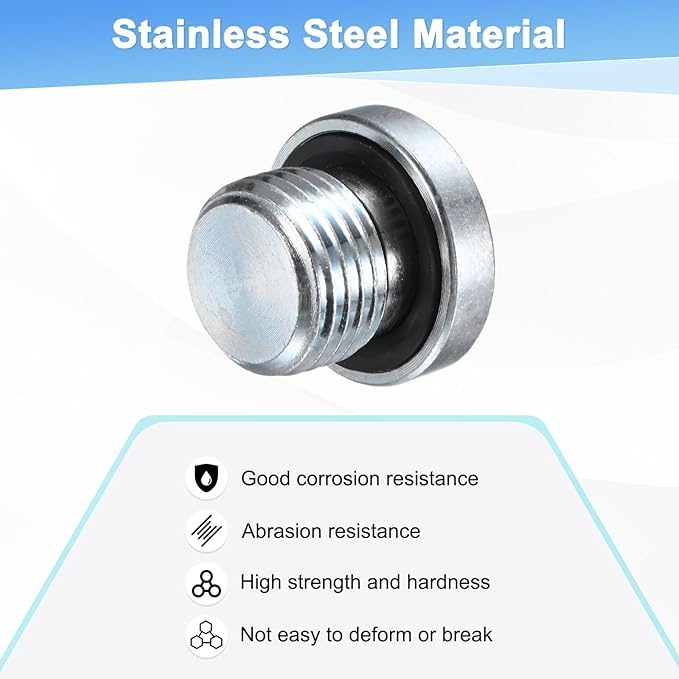 2-Pack M16x1.5mm Inner Hex Head Pipe Fitting Plug, Carbon Steel Sensor Socket Plug with Seal O-Ring for Terminate Pipe Ends/High Pressure Washer, Sealing Screw