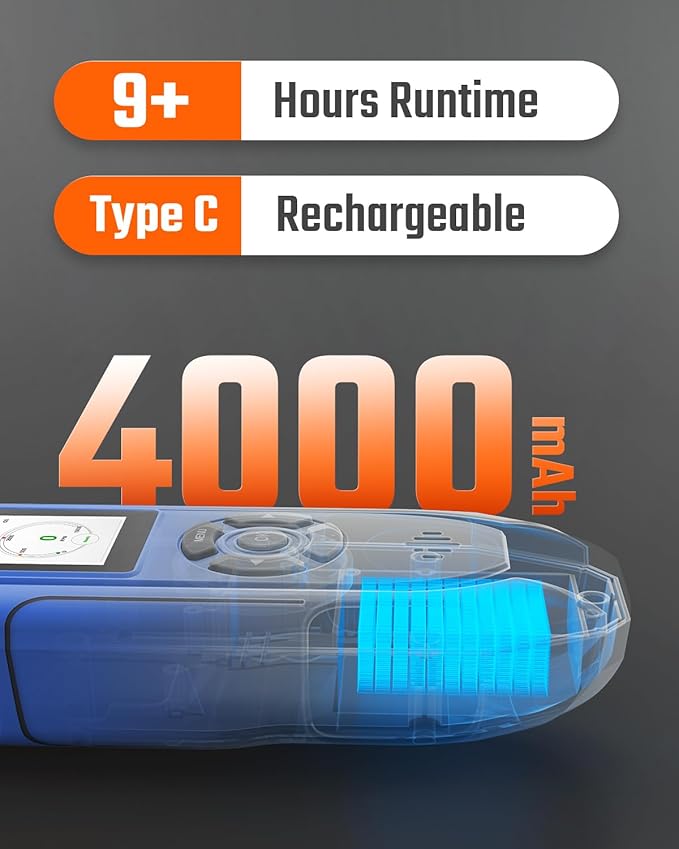 TopTes PT-990 Rechargeable Gas Leak Detector with 11 inch Probe, Detection Range 0-10000 ppm, Data Logging & 3 Types Alarm, Natural Gas Detector for Propane, Methane for Industrial & Home - Blue