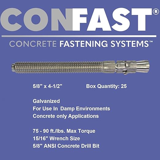 CONFAST 5/8" x 4-1/2" Galvanized Wedge Anchor (Box of 25)