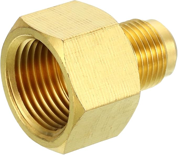 PATIKIL 5/8 SAE(7/8"-14UNF) Female Flare x 3/8 SAE(5/8"-18UNF) Male Flare Connectors, 45 Degree Brass Adapter Pipe Fitting for Air Gas Line Refrigeration HVAC