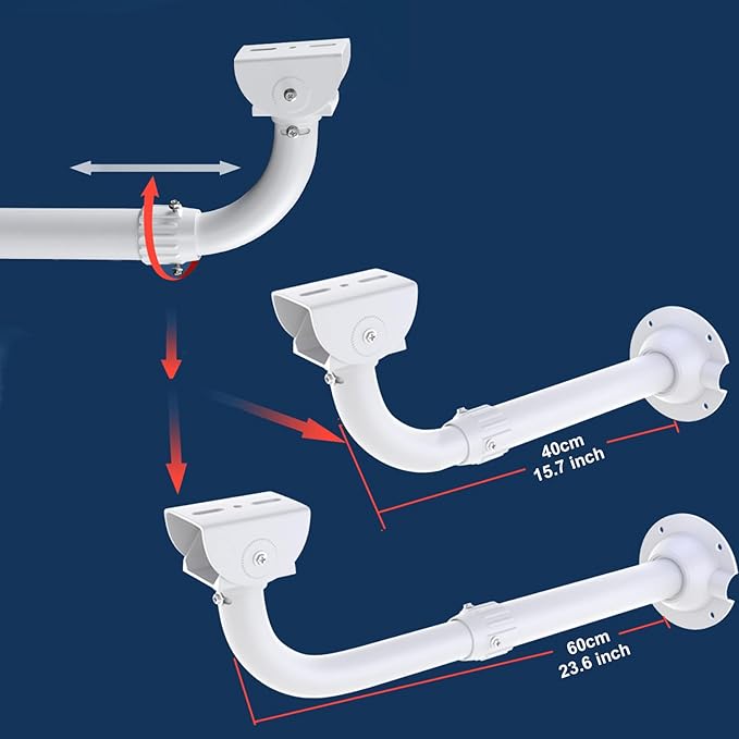 WiTi Solid J-Pole Bracket Extendable Mounting Holder for Security Surveillance Cameras,40CM-60CM Adjustable Wall and Ceiling Mount Bracket for CCTV IP Camera,Metal Pole Mount with Powder Spray Coating
