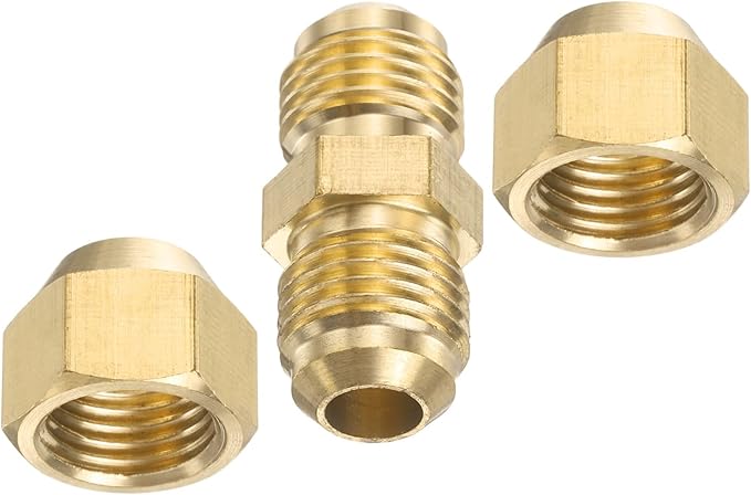 PATIKIL 6mm OD Copper Pipe Extension Joint Connectors, 1 Pcs Free Welding Copper Flare Fittings Pipe Coupling Adapter with Flare Nut for A C Pipeline Connection