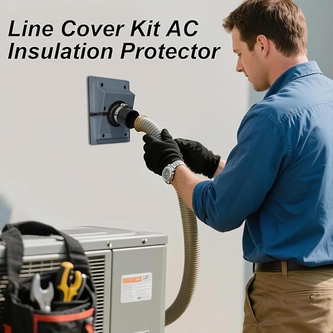HVAC Wall Penetration Cover Air Conditioner Pipe Insulation Kit Wall Sleeve Seal Plate AC Line Insulation and AC Pipe Insulation for Efficient (White Sealing Plate (6cm) + Protective Cover)