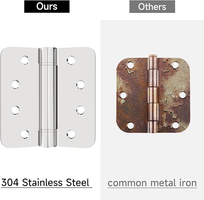 Bartuda 3 Pack Self-Closing Door Hinges, 304 Stainless Steel, Brushed Finish, Classic Style, Silver, 4 Inch, Heavy Duty Spring Loaded, Adjustable Tension