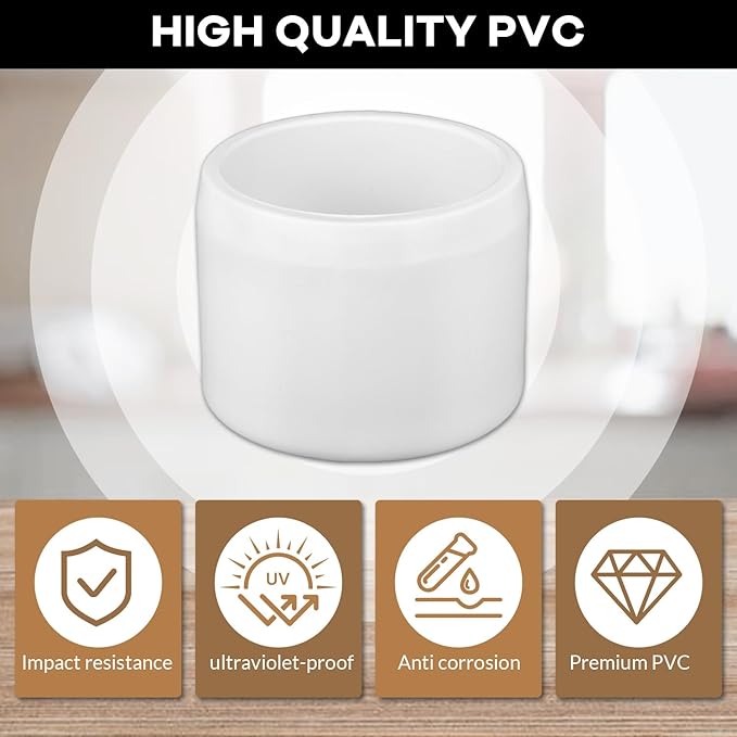 20 Pack 1'' PVC Pipe End Cap Fitting, Schedule 40 Furniture Grade PVC Pipe End Cap Plug Adapter, White 1'' Plug Socket Fittings for Build Furniture DIY Garden Shelf