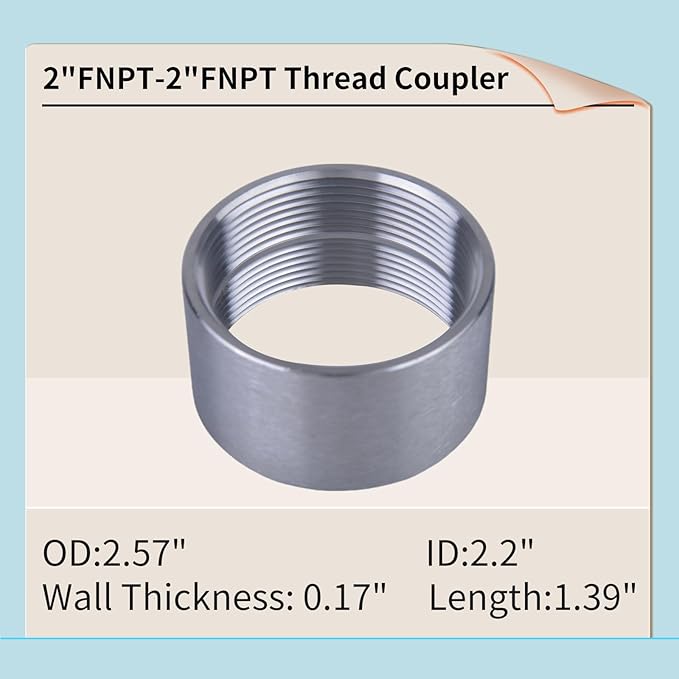 304 Stainless Steel 2 Inch NPT Female Thread Weld On Pipe Fitting Bung 2" NPT Female Pipe Coupling 2Pcs