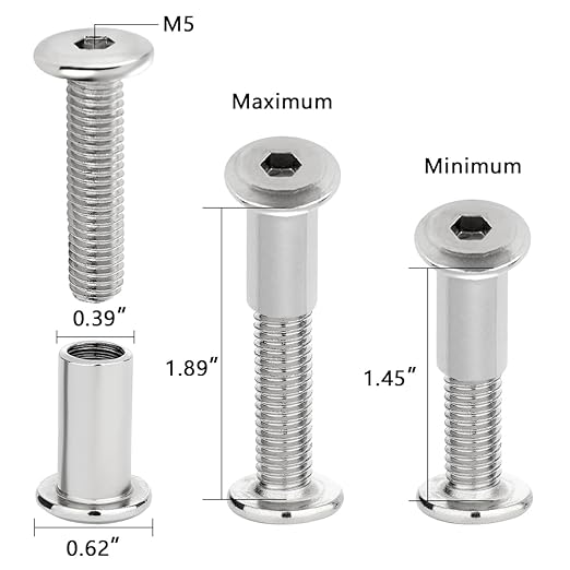 50 Pcs Silver M8x30mm Furniture Bolts Barrel Nut & Bolt - Suitable for Outdoor Applications Such Garden Fences, Gazebos and Decking Projects