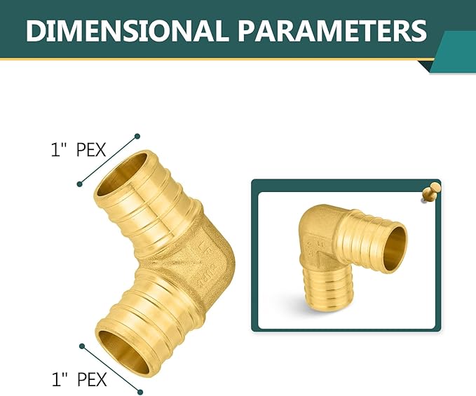 10-Pack PEX Fittings Niikappu 1"x1" Pex Elbow, Brass Crimp Pipe Fittings for PEX Pipes, ASTM F1807