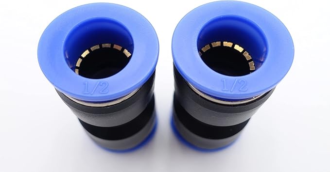 Push to Connect Fitting 1/2" Tube OD, Pneumatic Air Water Straight Union Two Way Connector/Coupler (Pack of 5)