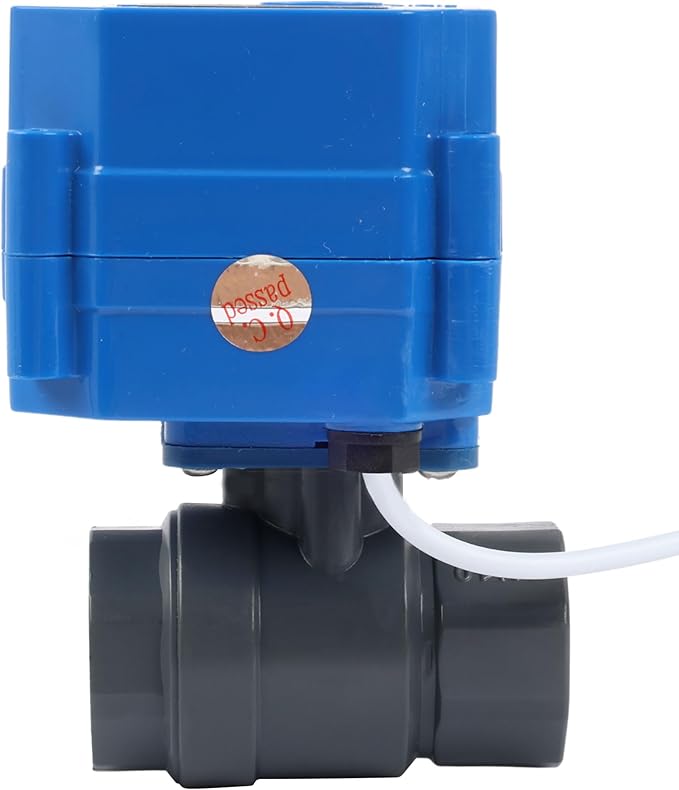 U.S. Solid 1/2" UPVC Motorized Ball Valve - Plastic Electrical Ball Valve with Standard Port, 2 Wire Auto Return, 9-24V AC/DC, Normally Closed