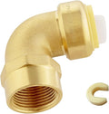 Push-fit Female Elbow,3/4" x 3/4" FNPT Female Threaded Elbow with Disconnect Clip, Push Fittings for Copper, PE-RT, CPVC Pipe(Pack of 1)