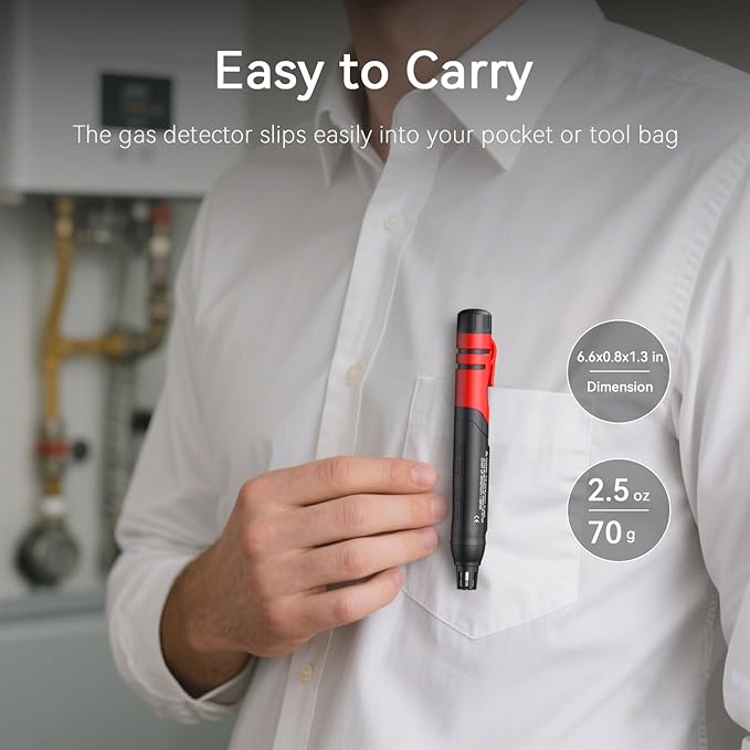 Wintact Gas Leak Detector, Portable Combustible Gas Leak Detector Pen, Natural Gas Sniffer Test Methane, Propane, Ethane, Toluene, Butane for RV, Home