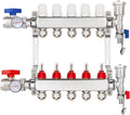 GCCSJ 5 Loops PEX Manifold Radiant Floor Heating Set Stainless Steel Heated Hydronic Heating